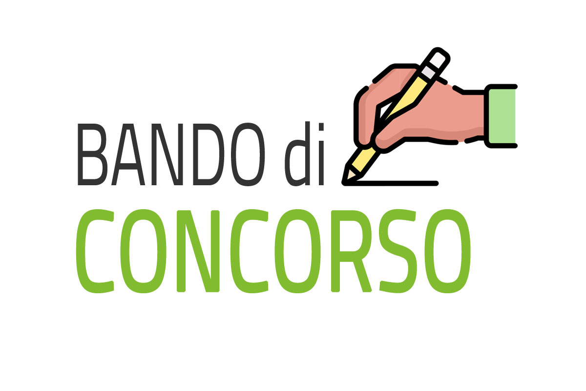 nel riquadero è presente la dicitura BANDO DI CONCORSO ed è raffigurata una mano che tiene una matita